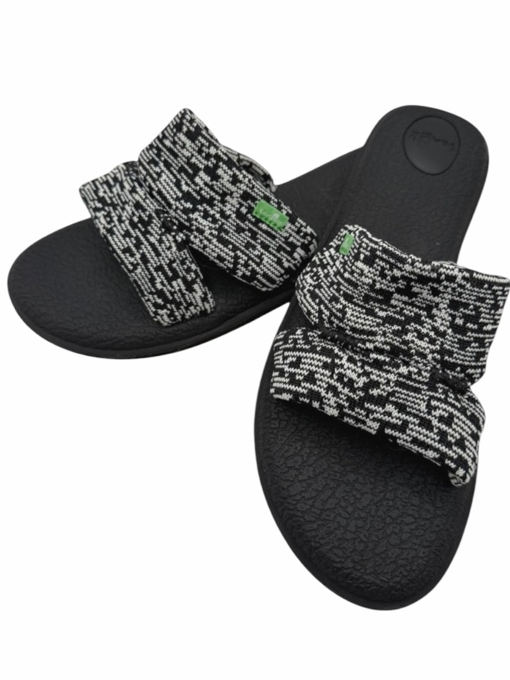 Sanuk Yoga Mat Capri Knit Sandals Women 8 Black White‎ Comfort Slides Outdoor